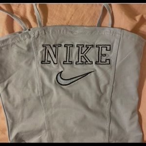 light blue and black nike corset bustier cami top
